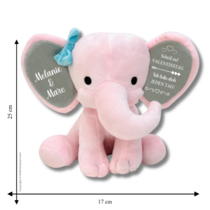 Personalisierter Plüschelefant Rosa