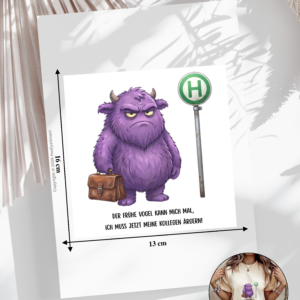Bügelbild Monster mit Spruch