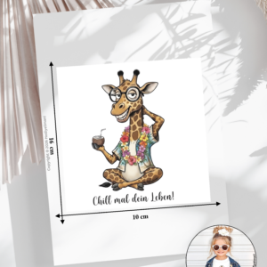 Bügelbild Giraffe mit Spruch