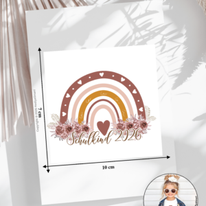 Bügelbild Schulkind Regenbogen Boho 2026